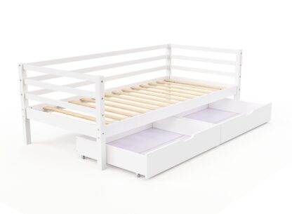 Bett Holz mit Schubladen 90 x 200 cm weiss - Image 5