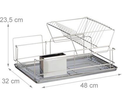 GESCHIRR-ABTROPFGITTER Abtropfgestell mit Besteckhalter 48×32cm - Image 6