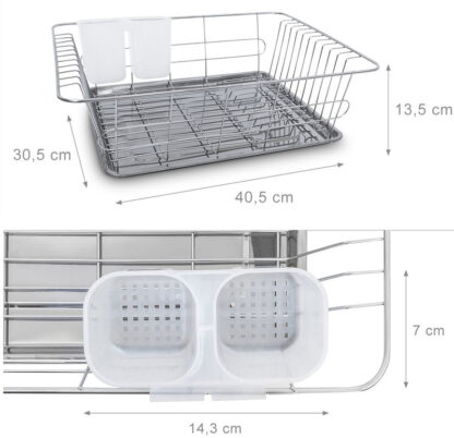 GESCHIRR-ABTROPFGITTER Abtropfgestell mit Besteckhalter 40×30cm - Image 4