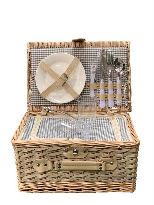 Picknick Korb für 2 Personen - Grösse: 38x26x20cm  Korb Material: Weidenholz/Holzspäne [2 Stk.]