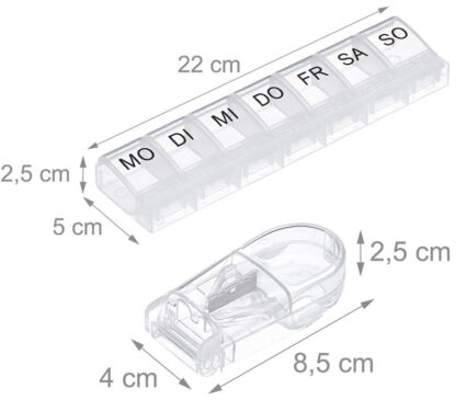 Tablettenbox PILLENBOX Pillendose Wochenbox 7 Tage mit praktischem Tablettenschneider DEUTSCH - Image 8