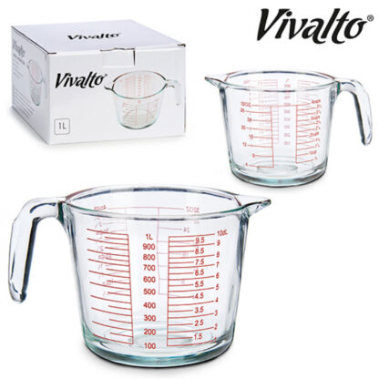 Messbecher LITERMASS Messkrug aus Glas mit Skalen in dl, OZ und Tassen 1L - Image 2