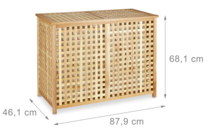 LUXUS Wäschetruhe Wäschebox DOPPEL WÄSCHEKORB Wäschesammler Duo Walnuss - Image 6