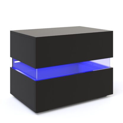 Nachttisch LED LUCA mit 2 Schubladen schwarz - Image 3