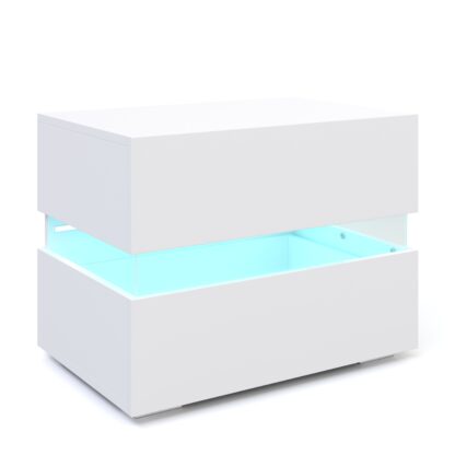 Nachttisch LED LUCA mit 2 Schubladen weiss - Image 2