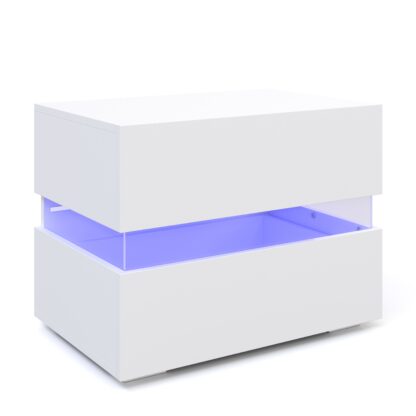 Nachttisch LED LUCA mit 2 Schubladen weiss - Image 3