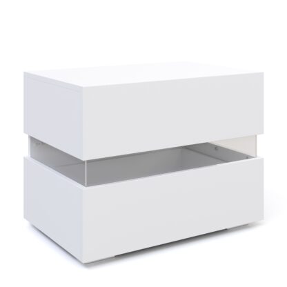 Nachttisch LED LUCA mit 2 Schubladen weiss - Image 4