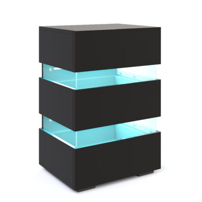 Nachttisch LED BONO mit 3 Schubladen schwarz - Image 2