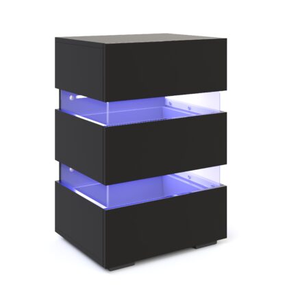 Nachttisch LED BONO mit 3 Schubladen schwarz - Image 3