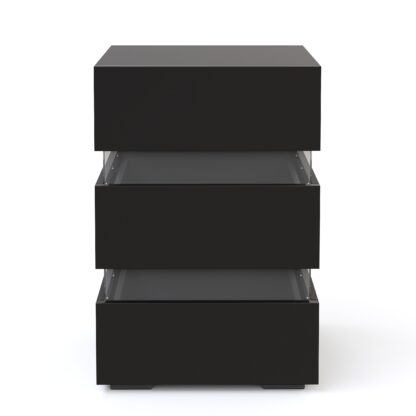Nachttisch LED BONO mit 3 Schubladen schwarz - Image 5