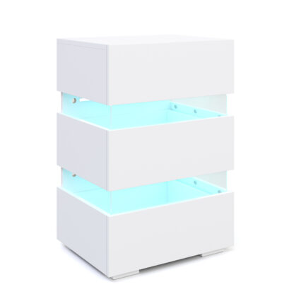 Nachttisch LED BONO mit 3 Schubladen weiss - Image 2