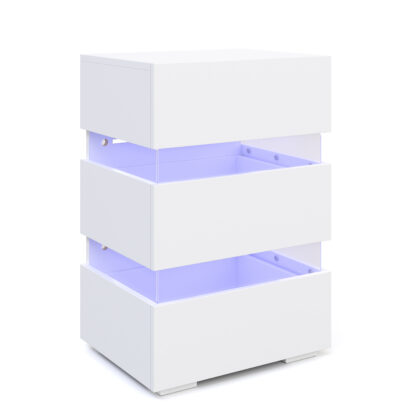 Nachttisch LED BONO mit 3 Schubladen weiss - Image 3