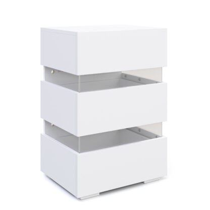 Nachttisch LED BONO mit 3 Schubladen weiss - Image 4