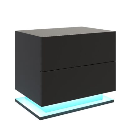 Nachttisch LED MINO mit 2 Schubladen schwarz - Image 2