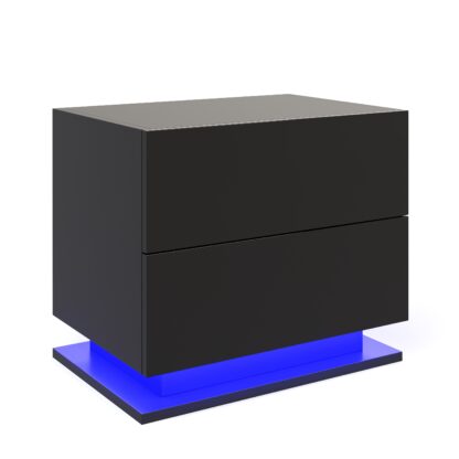 Nachttisch LED MINO mit 2 Schubladen schwarz - Image 3