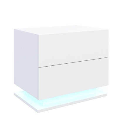 Nachttisch LED MINO mit 2 Schubladen weiss - Image 2