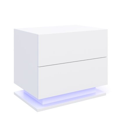 Nachttisch LED MINO mit 2 Schubladen weiss - Image 3