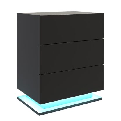 Nachttisch LED MINO mit 3 Schubladen schwarz - Image 2
