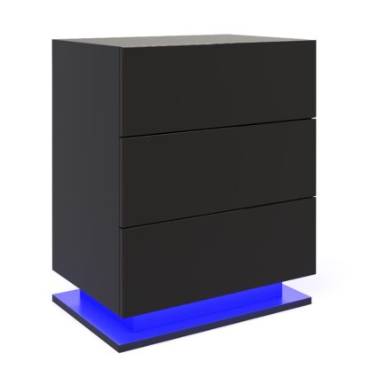 Nachttisch LED MINO mit 3 Schubladen schwarz - Image 3