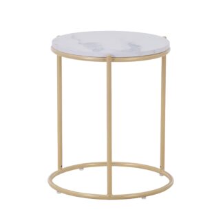 Beistelltisch ELMA rund weiss/gold