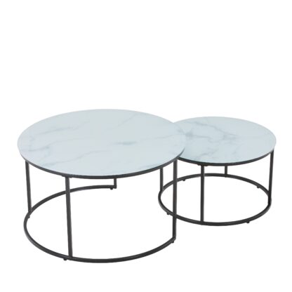 Beistelltisch Glas AMAYA rund 2-teilig weiss/schwarz - Image 2