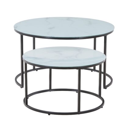 Beistelltisch Glas AMAYA rund 2-teilig weiss/schwarz - Image 3