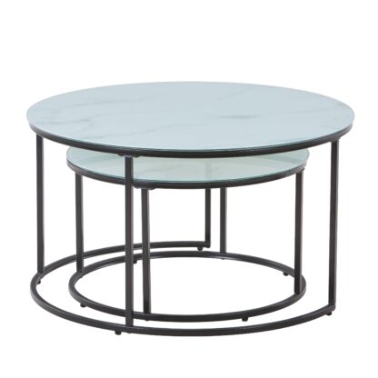 Beistelltisch Glas AMAYA rund 2-teilig weiss/schwarz - Image 4