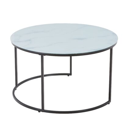 Beistelltisch Glas AMAYA rund 2-teilig weiss/schwarz - Image 5