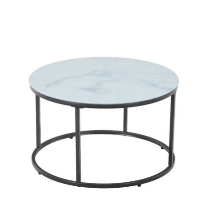 Beistelltisch Glas AMAYA rund 2-teilig weiss/schwarz - Image 6