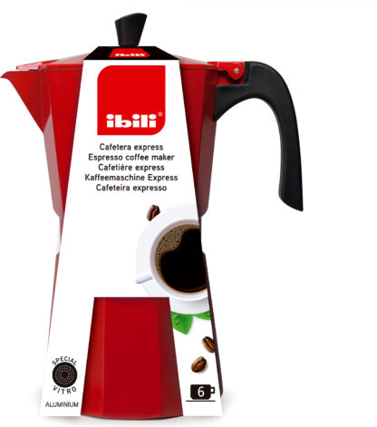 Espressokocher rot Bahia 600 ml Espressokocher für 12 Tassen, in rot, klassisches Design