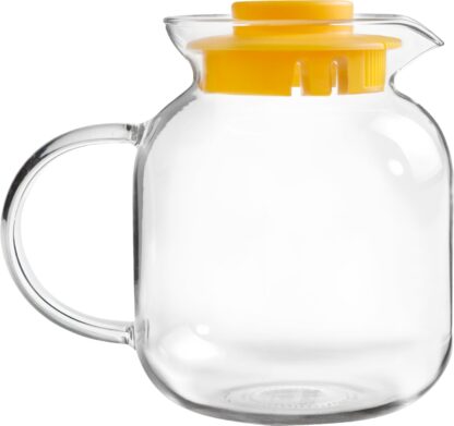 Krug aus Glas mit Deckel 600 ml Hitzebeständiges Glas für warme und kalte Getränke