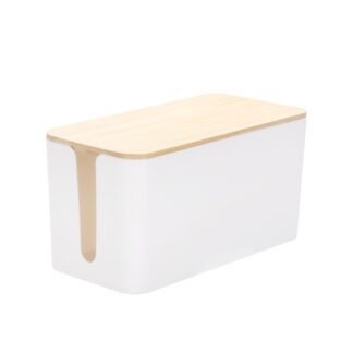 Kabelbox klein mit Holzdeckel weiss