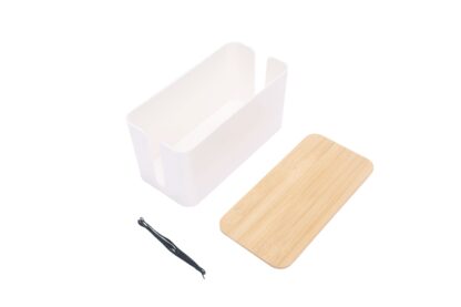 Kabelbox klein mit Holzdeckel weiss - Image 4