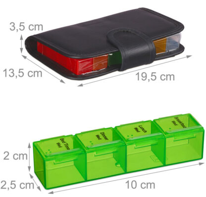 Tablettenbox PILLENBOX MIT ETUI Pillendose Wochenbox 7 Tage 4 Fächer – Medikamentenorganizer für eine Woche ENGLISH - Image 6