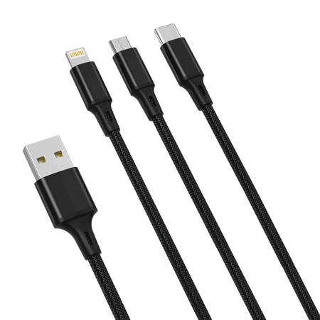 XO NB173 – 3in1 Kabel USB-C / Lightning / Micro 2,4A, 1,2m –
