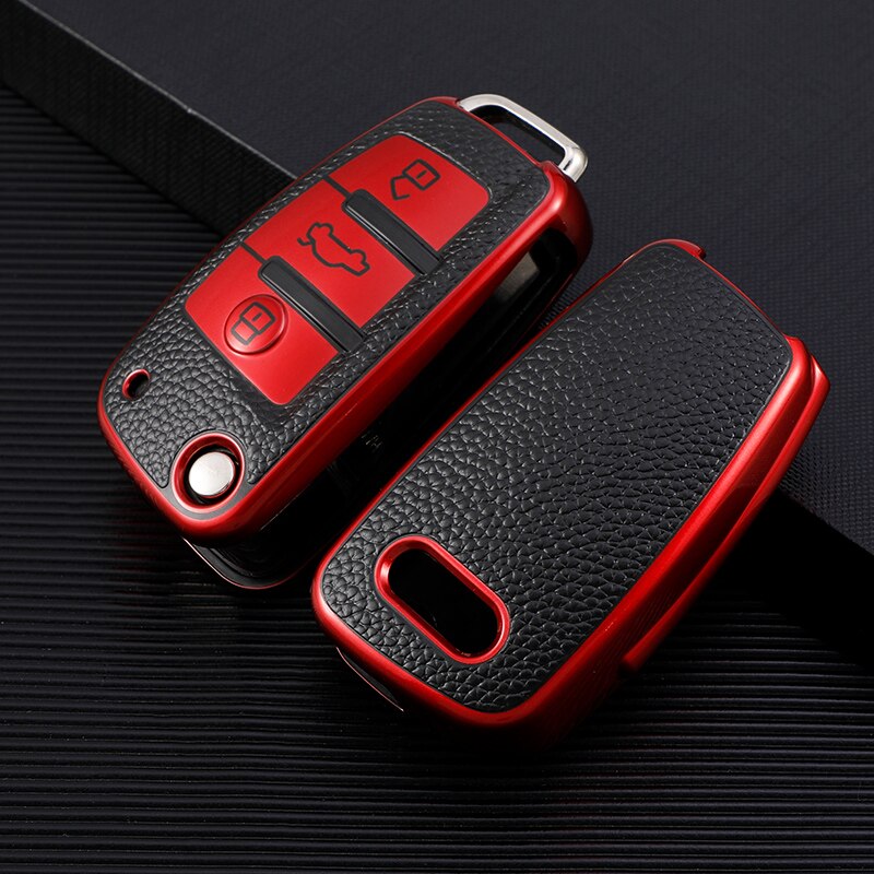 Rot schlüsselanhänger etui schlüsseltasche echt leder autoschlüssel für Audi  DE