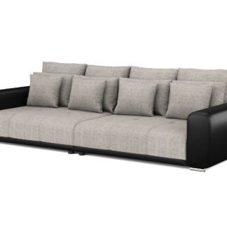 Sofa Leder SAM grau/schwarz