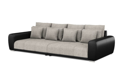 Sofa Leder SAM grau/schwarz