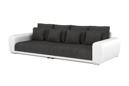Sofa Leder SAM anthrazit/weiss