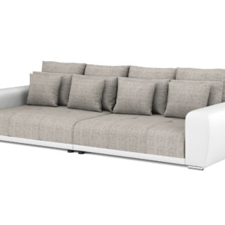 Sofa Leder SAM grau/weiss