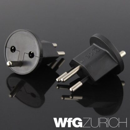 Permanent Fix-Adapter Stecker SCHUKO (Typ F CEE 7) zu Schweiz (T12) 3-polig teilisoliert WEISS - Image 2