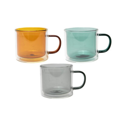 farbiger Doppelglasbecher mit Henkel 240ml 6 Stk. - Image 2