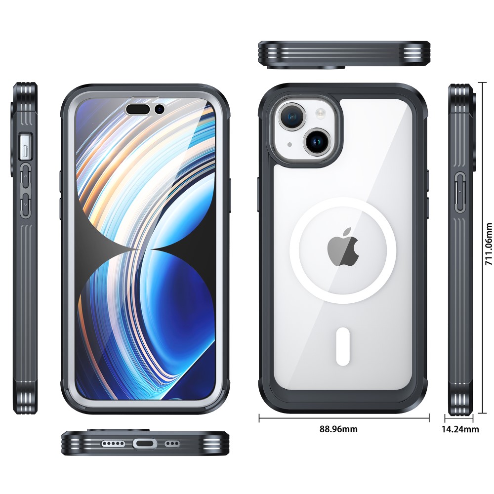 2 in 1 iPhone 15 Plus Hybrid MagSafe Hülle mit Panzerglas Display Schutz –