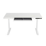 Stehpult elektrisch mit Schublade 140 x 70 cm weiss