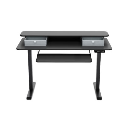 Stehpult elektrisch mit Ablage + Tastaturfach 120 x 60 cm schwarz - Image 2