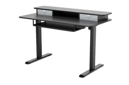 Stehpult elektrisch mit Ablage + Tastaturfach 120 x 60 cm schwarz - Image 3