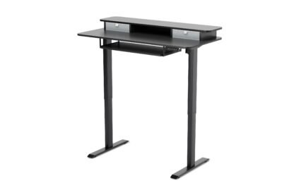 Stehpult elektrisch mit Ablage + Tastaturfach 120 x 60 cm schwarz - Image 4