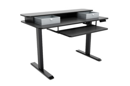 Stehpult elektrisch mit Ablage + Tastaturfach 120 x 60 cm schwarz - Image 6