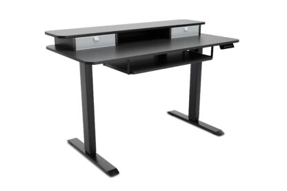 Stehpult elektrisch mit Ablage + Tastaturfach 120 x 60 cm schwarz - Image 5
