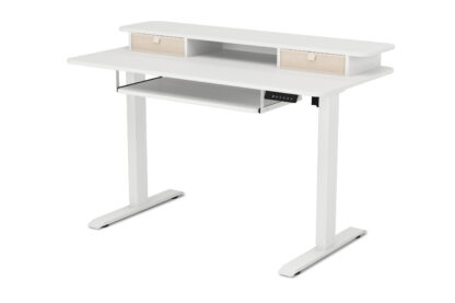 Stehpult elektrisch mit Ablage + Tastaturfach 120 x 60 cm weiss - Image 3